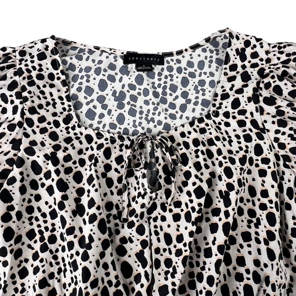 Sanctuary Womens True Love Peplum Blouse Size Small Animal Print Keyhole Neck‎ - Picture 3 of 7